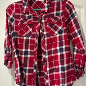 Plaid Kids Shirt- Red and Blue